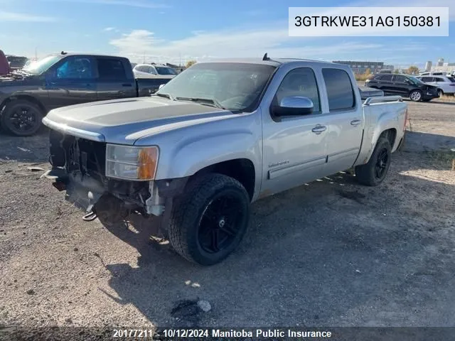 2010 GMC Sierra 1500 Slt Crew Cab VIN: 3GTRKWE31AG150381 Lot: 20177211