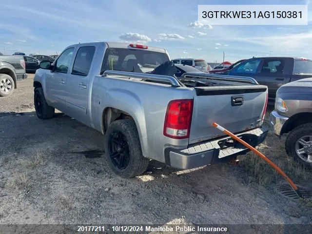 2010 GMC Sierra 1500 Slt Crew Cab VIN: 3GTRKWE31AG150381 Lot: 20177211