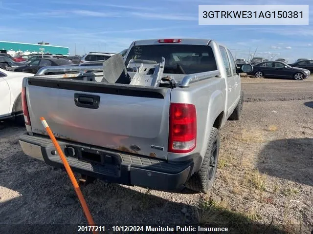 2010 GMC Sierra 1500 Slt Crew Cab VIN: 3GTRKWE31AG150381 Lot: 20177211