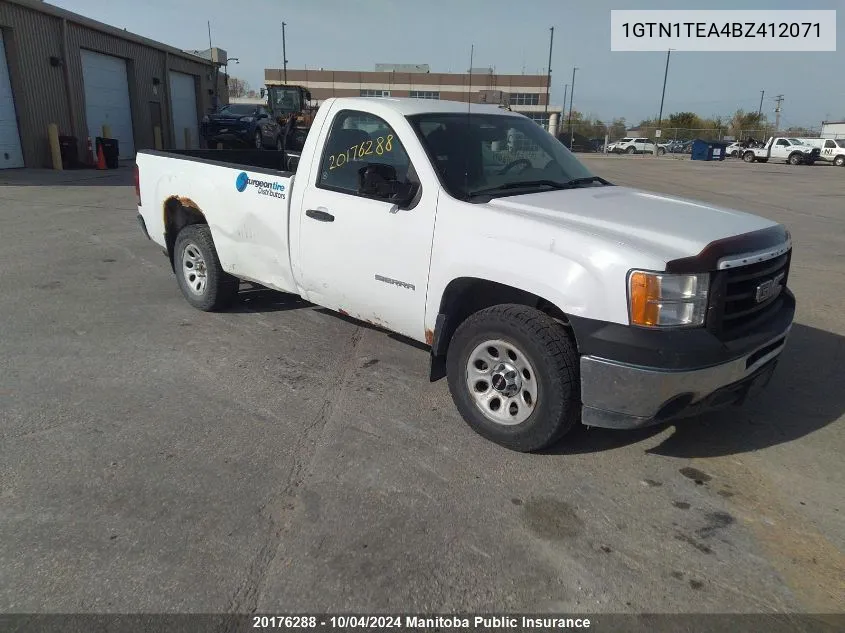 2011 GMC Sierra 1500 Wt Pickup VIN: 1GTN1TEA4BZ412071 Lot: 20176288