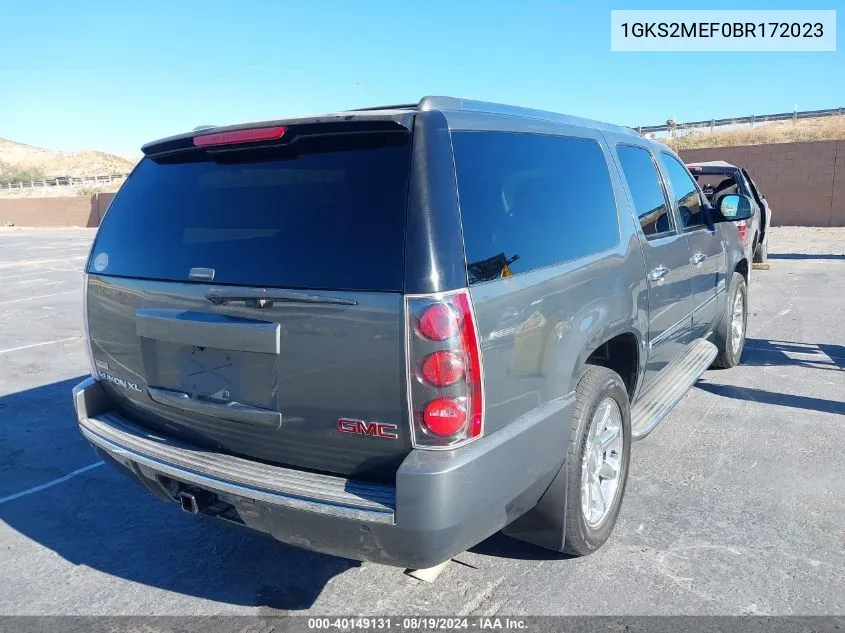 2011 GMC Yukon Xl 1500 Denali VIN: 1GKS2MEF0BR172023 Lot: 40149131