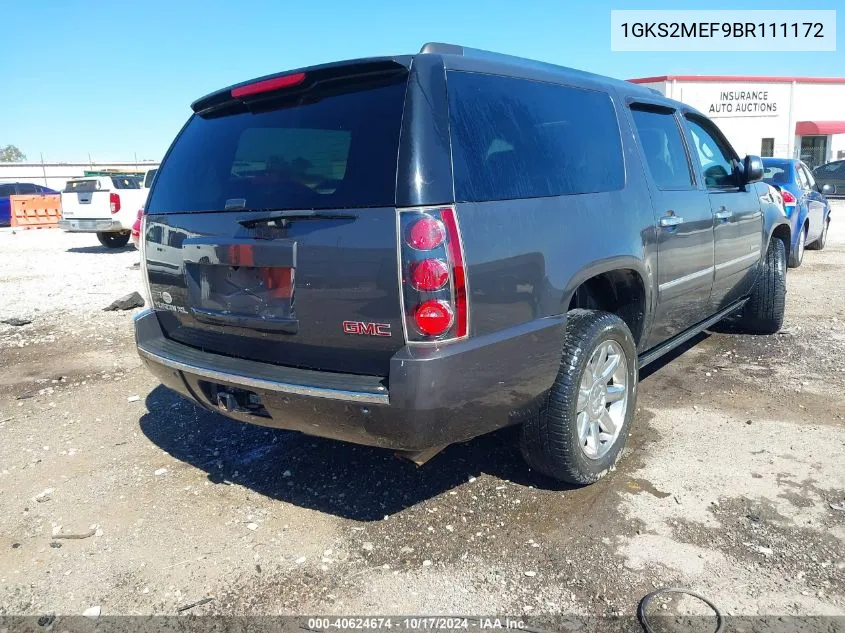 2011 GMC Yukon Xl 1500 Denali VIN: 1GKS2MEF9BR111172 Lot: 40624674