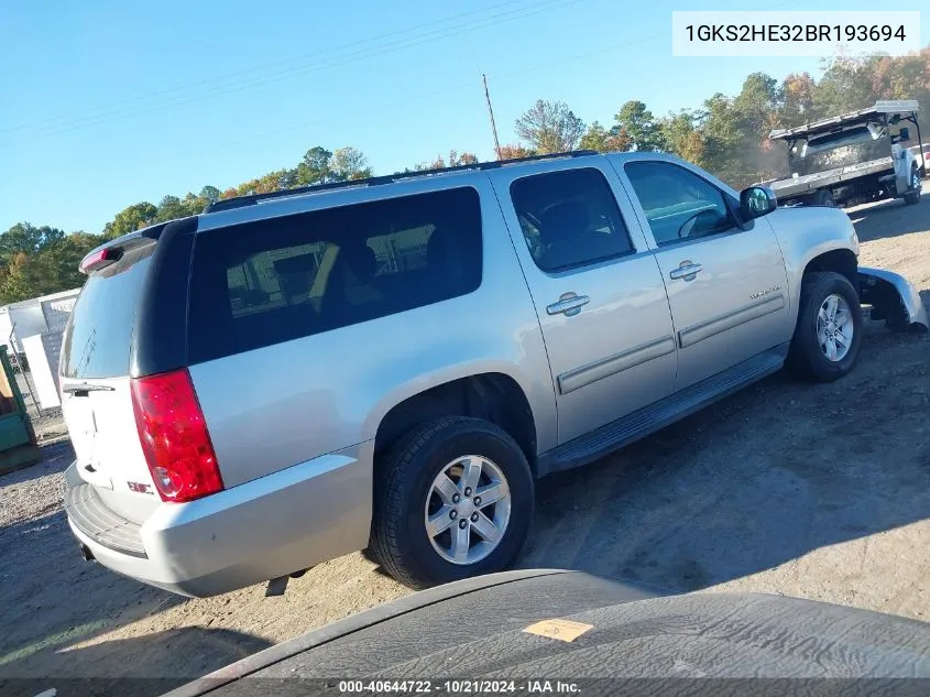 2011 GMC Yukon Xl 1500 Sle VIN: 1GKS2HE32BR193694 Lot: 40644722