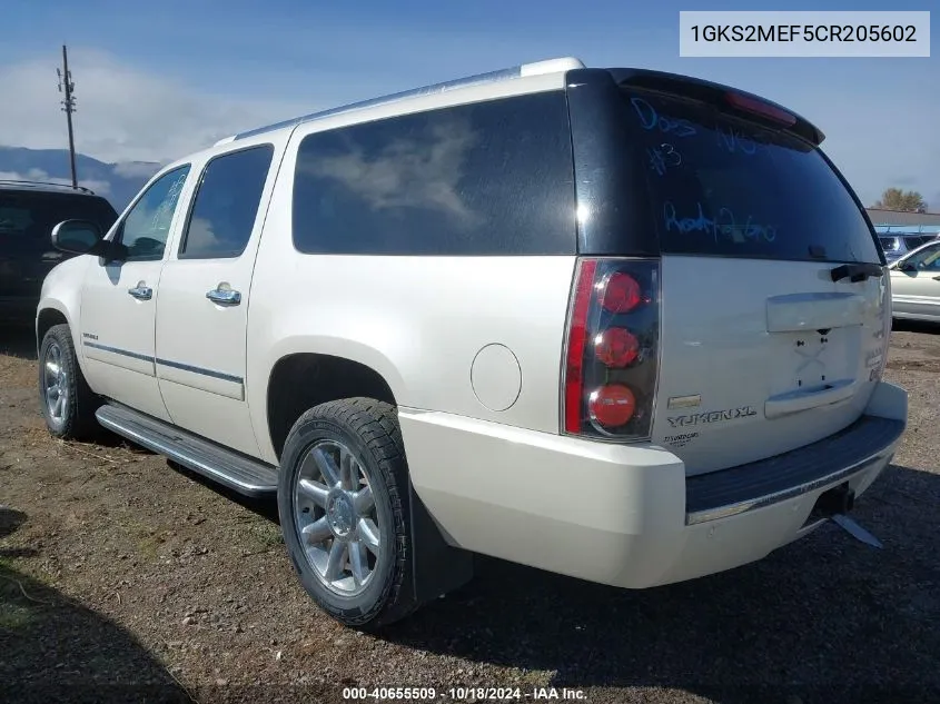 2012 GMC Yukon Xl 1500 Denali VIN: 1GKS2MEF5CR205602 Lot: 40655509