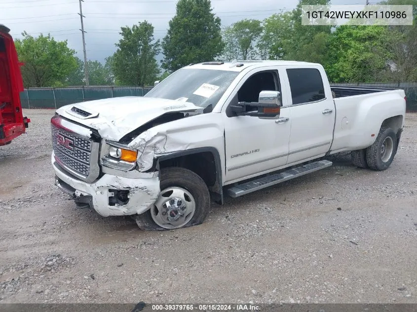 2019 GMC Sierra 3500Hd Denali VIN: 1GT42WEYXKF110986 Lot: 39379765