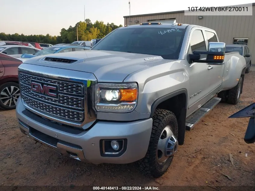 2019 GMC Sierra 3500Hd Denali VIN: 1GT42WEY8KF270011 Lot: 40148413