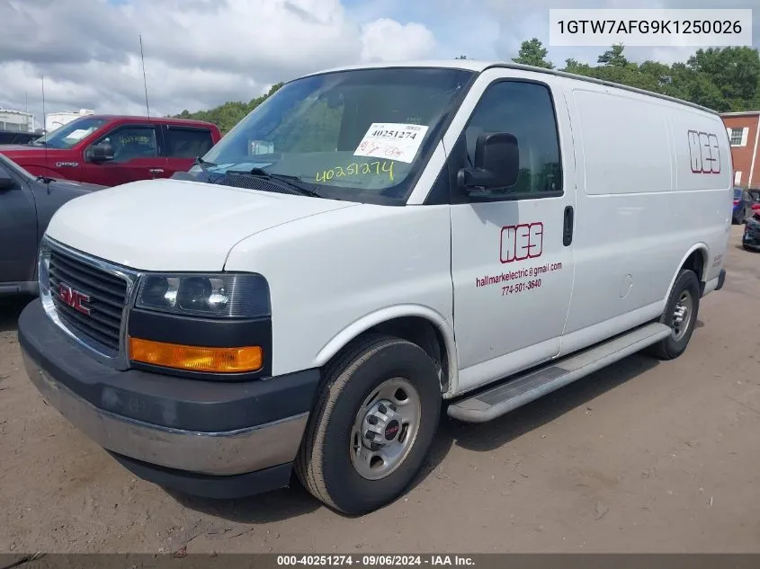 2019 GMC Savana 2500 Work Van VIN: 1GTW7AFG9K1250026 Lot: 40251274