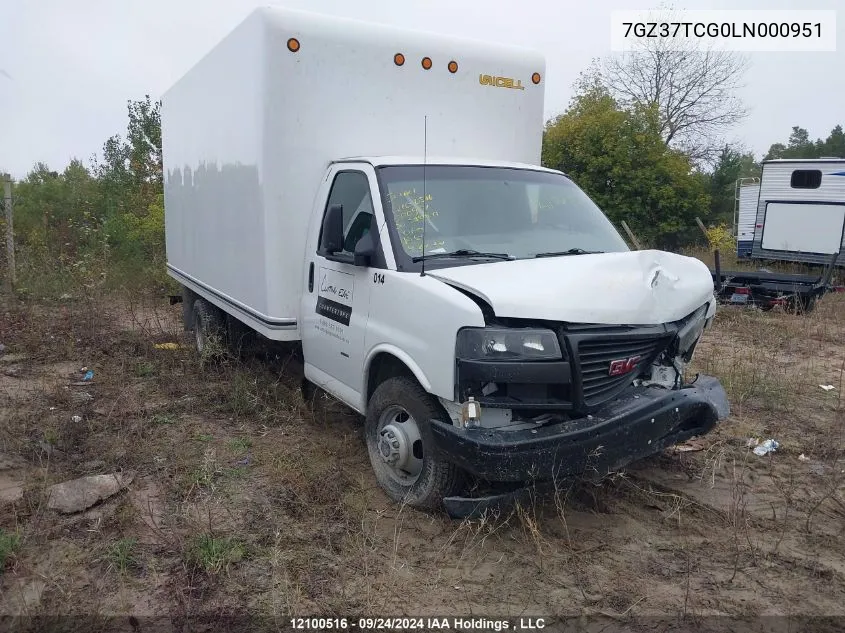 2020 GMC Savana Commercial VIN: 7GZ37TCG0LN000951 Lot: 12100516