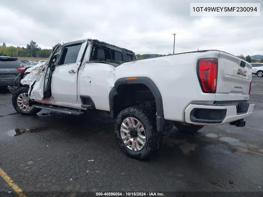 2021 GMC Sierra 3500Hd 4Wd Long Bed Denali VIN: 1GT49WEY5MF230094 Lot: 40596054