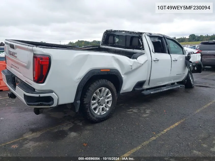 2021 GMC Sierra 3500Hd 4Wd Long Bed Denali VIN: 1GT49WEY5MF230094 Lot: 40596054