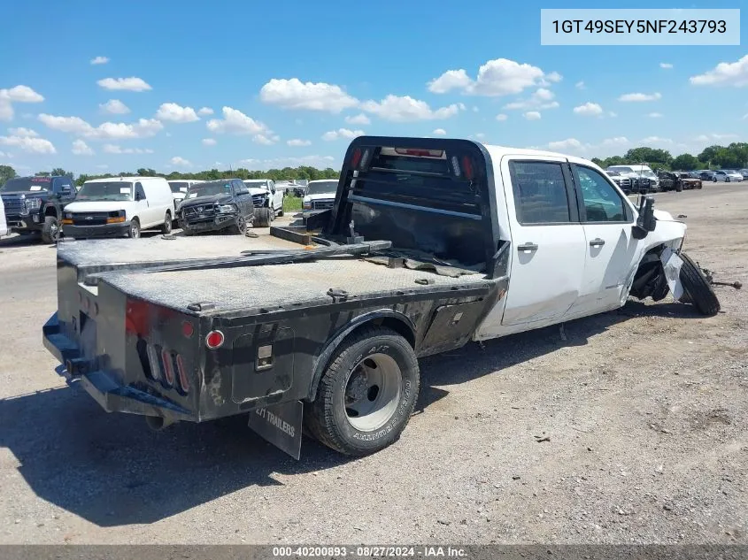 2022 GMC Sierra 3500Hd 4Wd Long Bed Pro VIN: 1GT49SEY5NF243793 Lot: 40200893