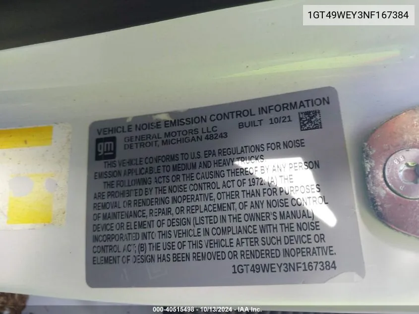2022 GMC Sierra 3500Hd K3500 Denali VIN: 1GT49WEY3NF167384 Lot: 40515498