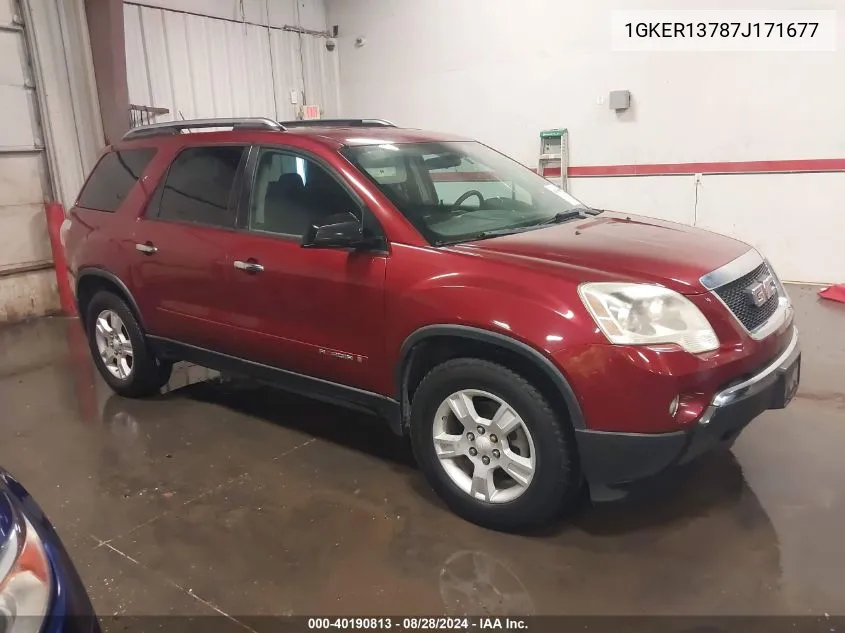 2007 GMC Acadia Sle-1 VIN: 1GKER13787J171677 Lot: 40190813