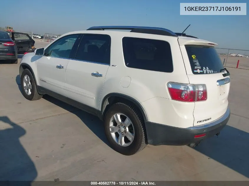 2007 GMC Acadia Slt-1 VIN: 1GKER23717J106191 Lot: 40582778