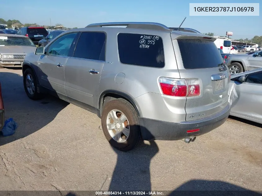 1GKER23787J106978 2007 GMC Acadia Slt-1