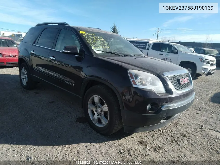 2008 GMC Acadia VIN: 1GKEV23758J190139 Lot: 12128828