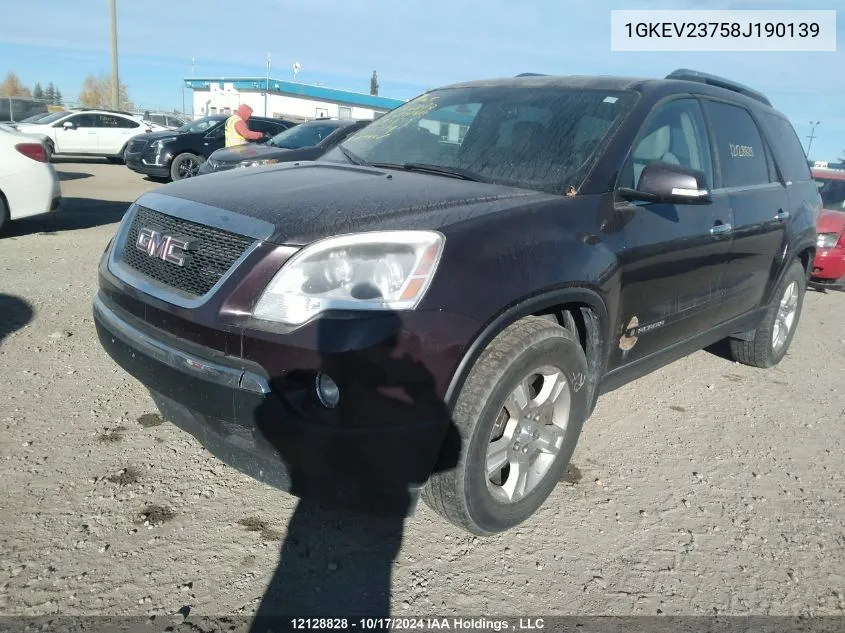 2008 GMC Acadia VIN: 1GKEV23758J190139 Lot: 12128828