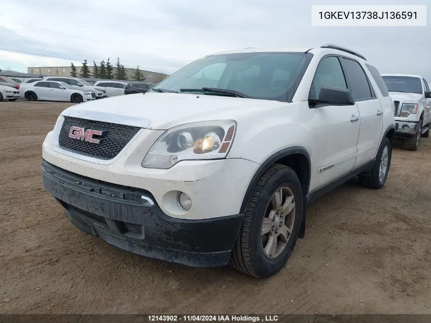 2008 GMC Acadia VIN: 1GKEV13738J136591 Lot: 12143902