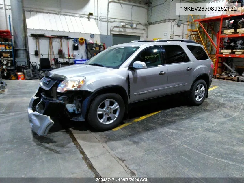 2008 GMC Acadia Slt-1 VIN: 1GKEV23798J262122 Lot: 30043717