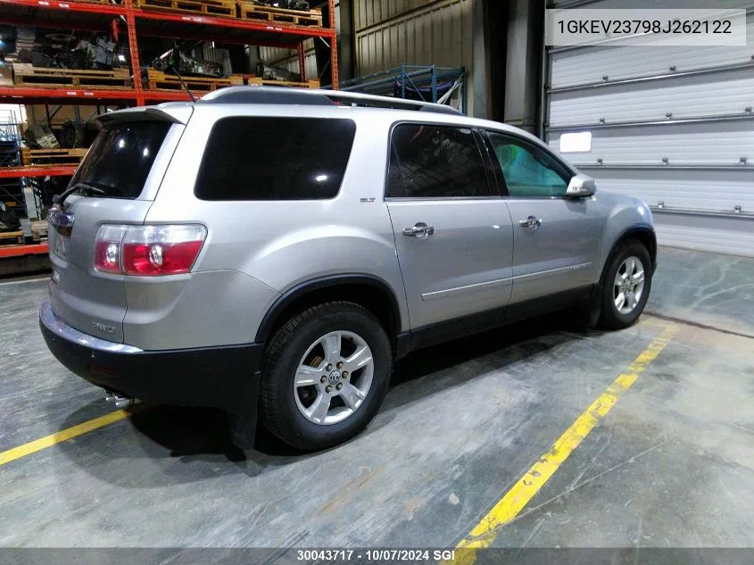 2008 GMC Acadia Slt-1 VIN: 1GKEV23798J262122 Lot: 30043717