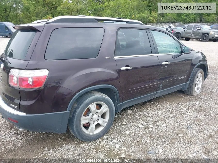 2008 GMC Acadia VIN: 1GKEV23748J122012 Lot: 39956200