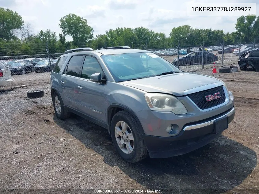 2008 GMC Acadia Slt-2 VIN: 1GKER33778J289927 Lot: 39960557