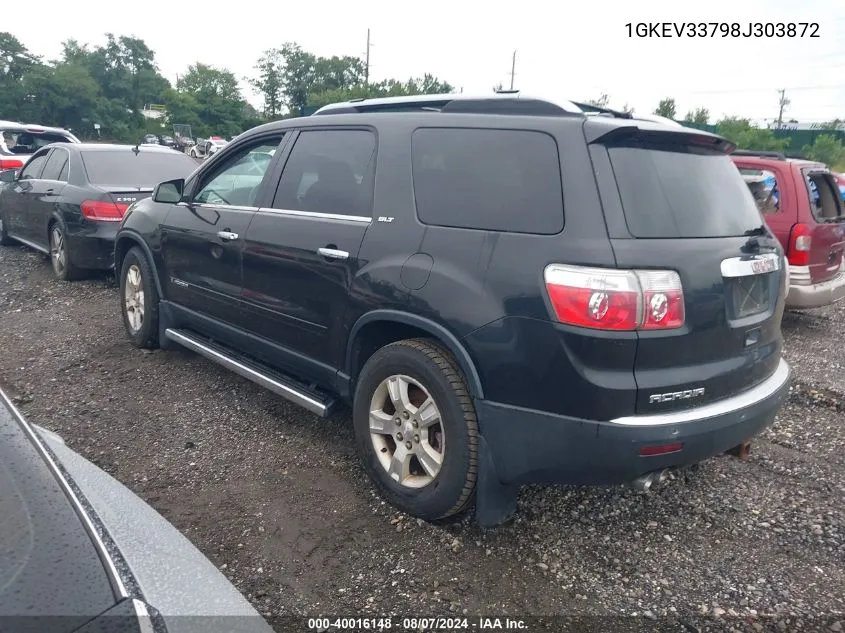 2008 GMC Acadia Slt-2 VIN: 1GKEV33798J303872 Lot: 40016148