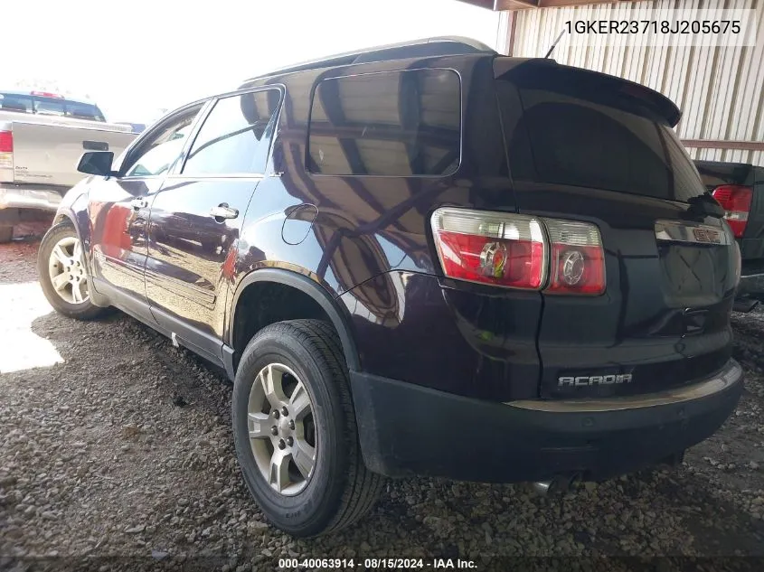 2008 GMC Acadia Slt-1 VIN: 1GKER23718J205675 Lot: 40063914