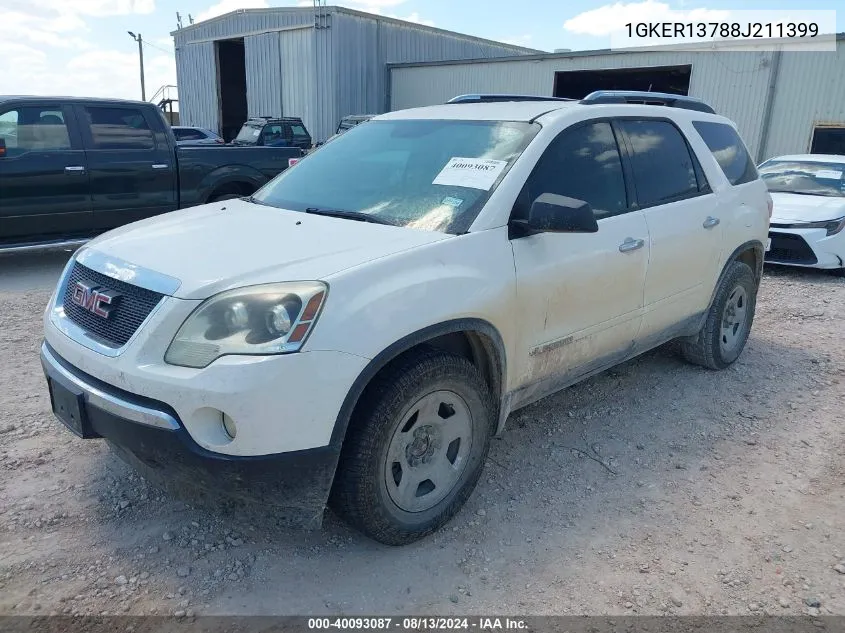 2008 GMC Acadia Sle-1 VIN: 1GKER13788J211399 Lot: 40093087