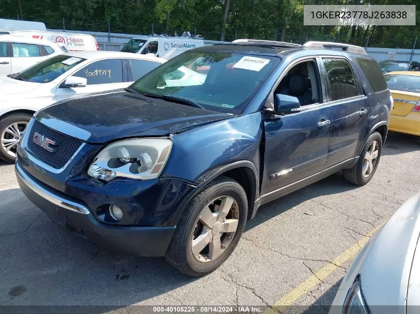 2008 GMC Acadia Slt-1 VIN: 1GKER23778J263838 Lot: 40105225