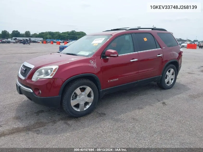 2008 GMC Acadia Slt-2 VIN: 1GKEV33748J268139 Lot: 40107695