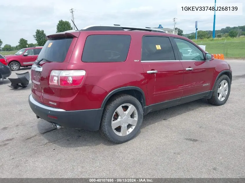 2008 GMC Acadia Slt-2 VIN: 1GKEV33748J268139 Lot: 40107695