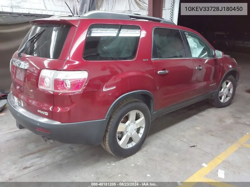 2008 GMC Acadia Slt-2 VIN: 1GKEV33728J180450 Lot: 40181205