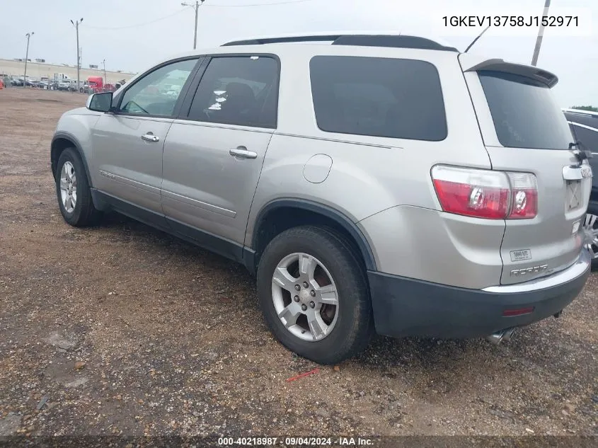 2008 GMC Acadia Sle-1 VIN: 1GKEV13758J152971 Lot: 40218987