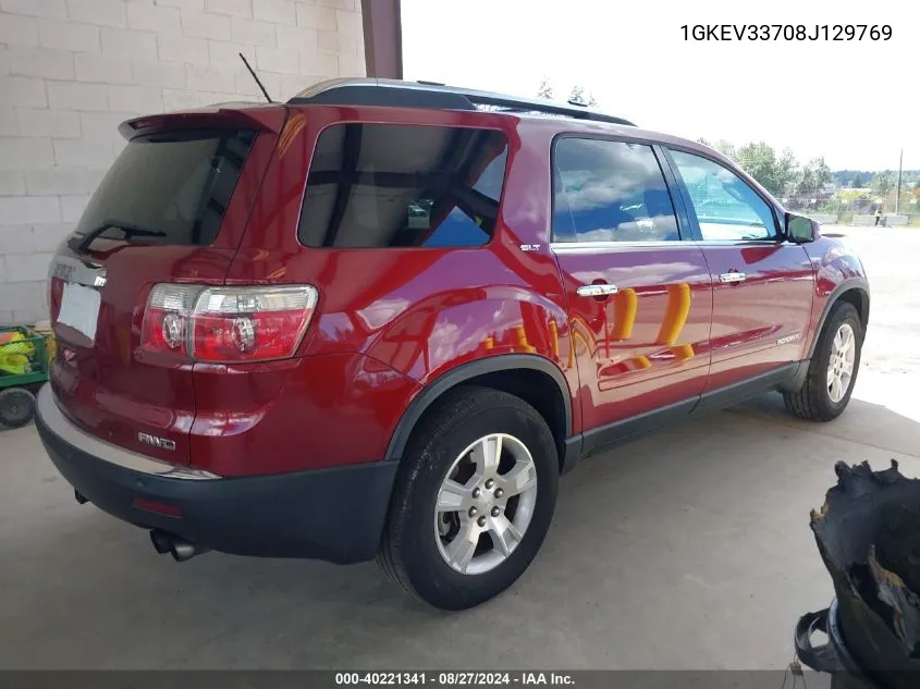 2008 GMC Acadia Slt-2 VIN: 1GKEV33708J129769 Lot: 40221341