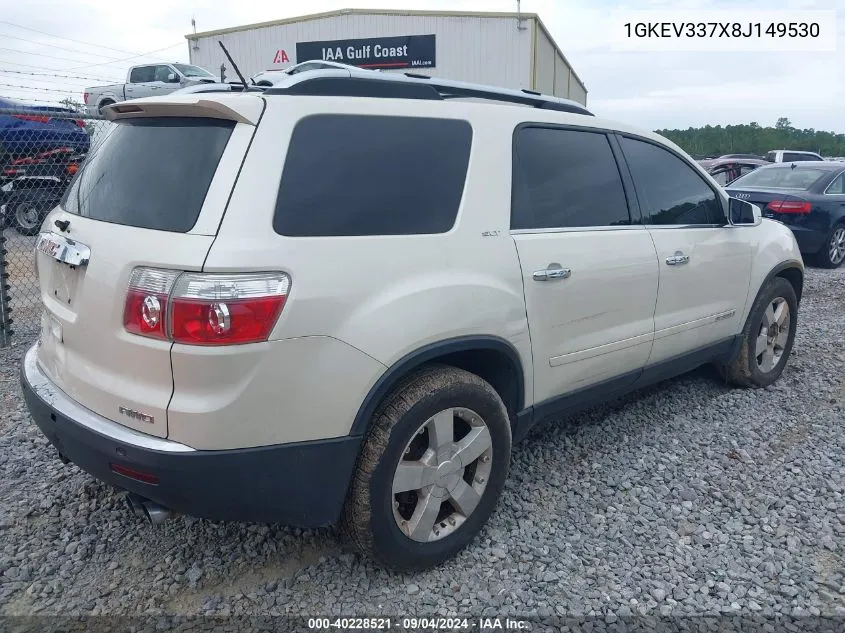 2008 GMC Acadia Slt-2 VIN: 1GKEV337X8J149530 Lot: 40228521