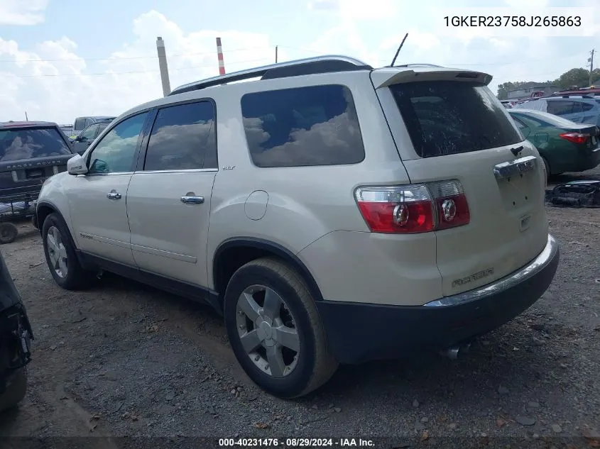 2008 GMC Acadia Slt-1 VIN: 1GKER23758J265863 Lot: 40231476