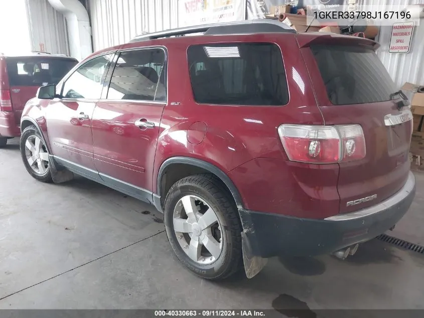 2008 GMC Acadia Slt-2 VIN: 1GKER33798J167196 Lot: 40330663