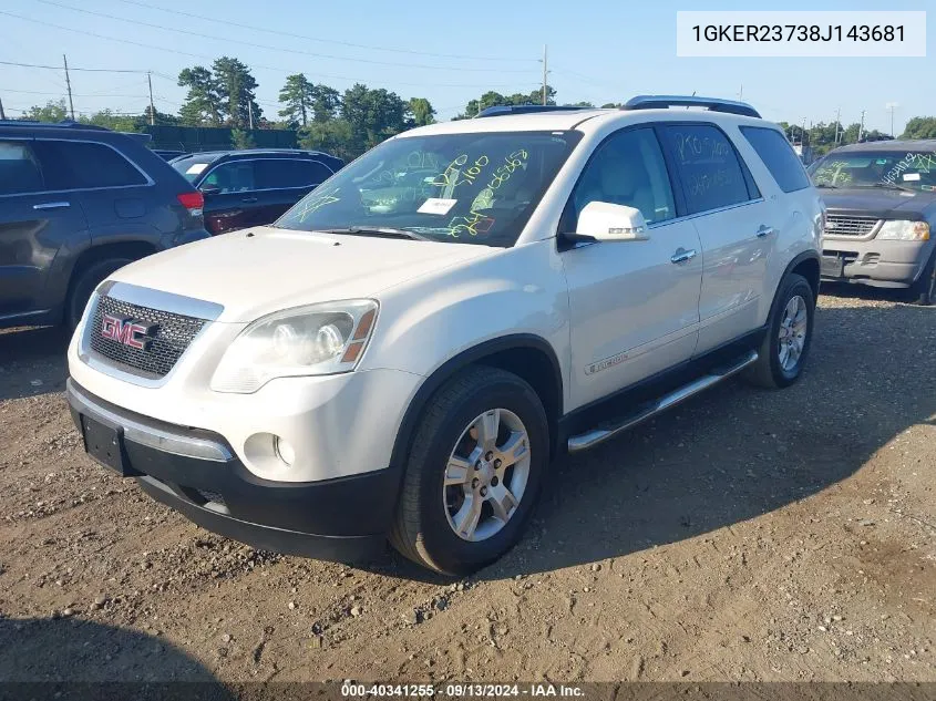 2008 GMC Acadia Slt-1 VIN: 1GKER23738J143681 Lot: 40341255