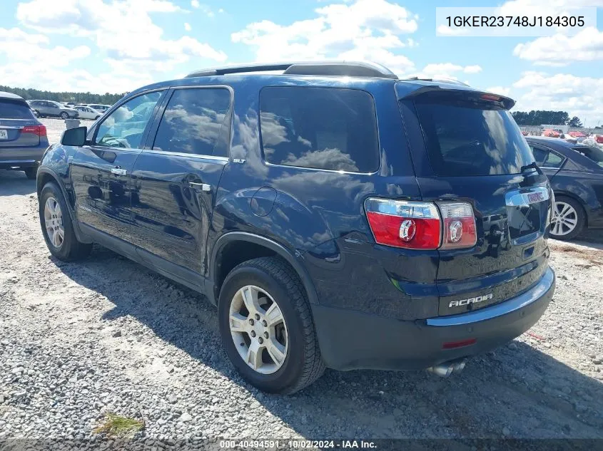 2008 GMC Acadia Slt-1 VIN: 1GKER23748J184305 Lot: 40494591