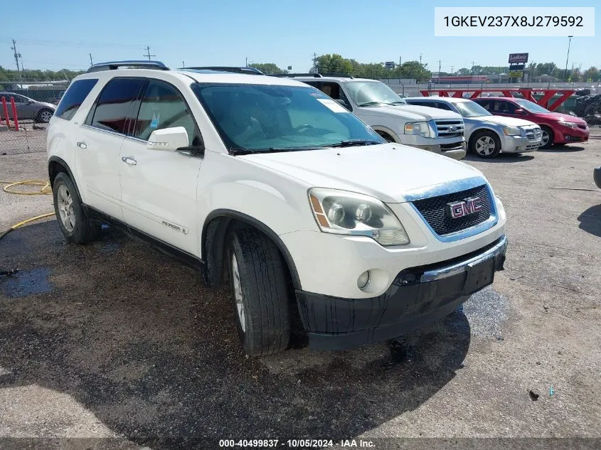 2008 GMC Acadia Slt-1 VIN: 1GKEV237X8J279592 Lot: 40499837