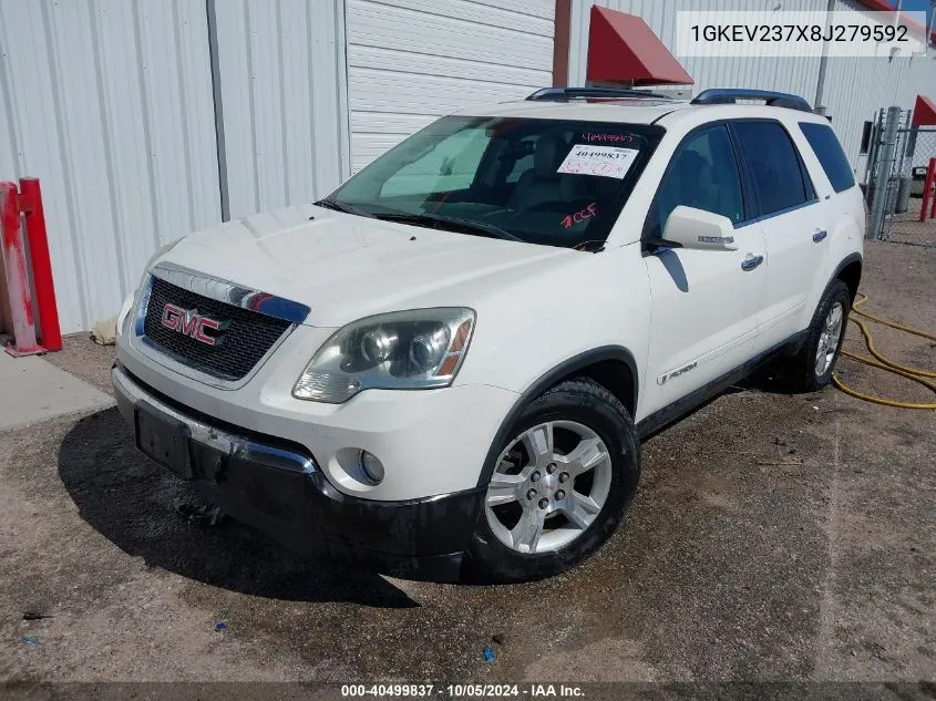 2008 GMC Acadia Slt-1 VIN: 1GKEV237X8J279592 Lot: 40499837