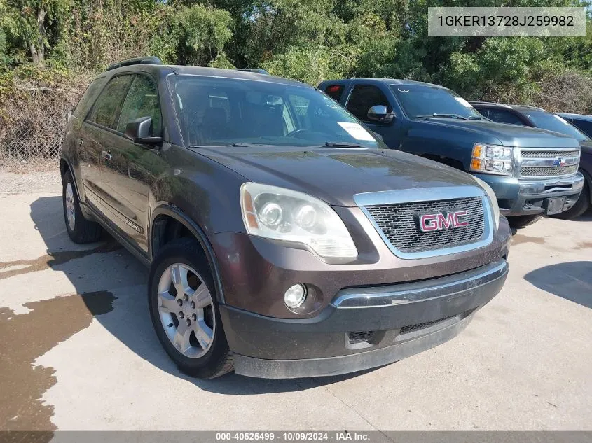 2008 GMC Acadia Sle-1 VIN: 1GKER13728J259982 Lot: 40525499