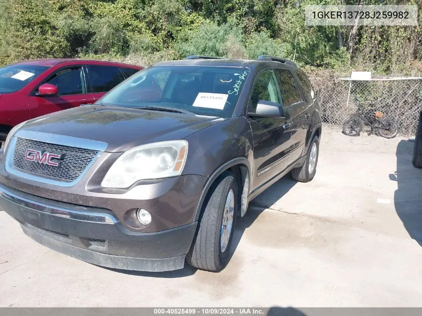 2008 GMC Acadia Sle-1 VIN: 1GKER13728J259982 Lot: 40525499