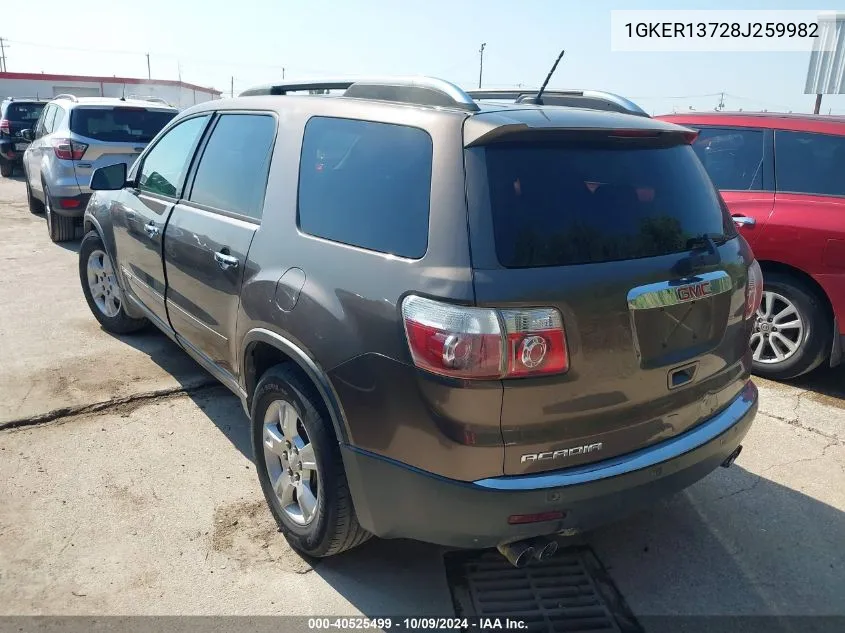 2008 GMC Acadia Sle-1 VIN: 1GKER13728J259982 Lot: 40525499