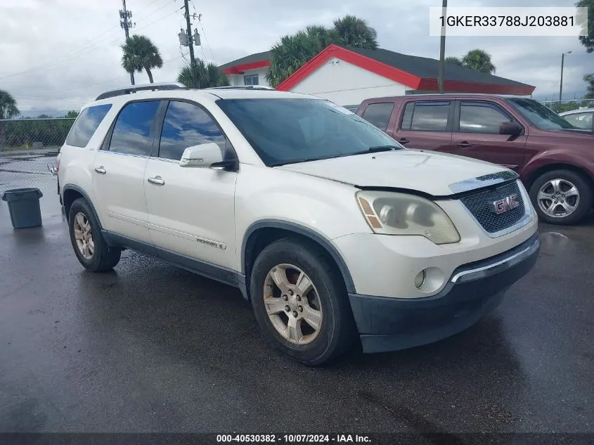 2008 GMC Acadia Slt-2 VIN: 1GKER33788J203881 Lot: 40530382