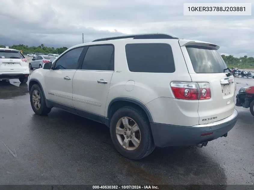 2008 GMC Acadia Slt-2 VIN: 1GKER33788J203881 Lot: 40530382