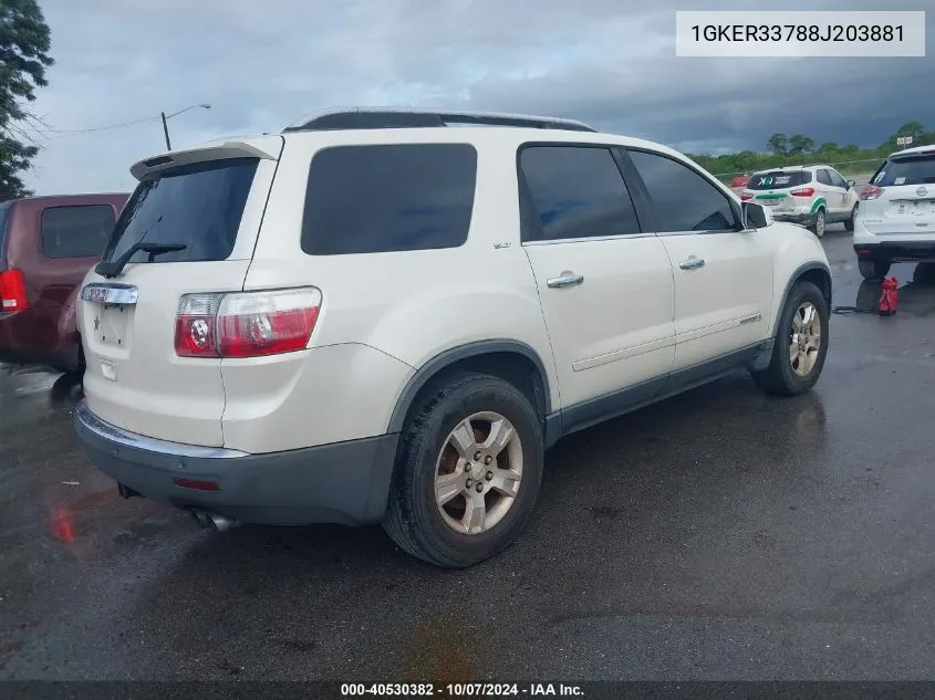 2008 GMC Acadia Slt-2 VIN: 1GKER33788J203881 Lot: 40530382