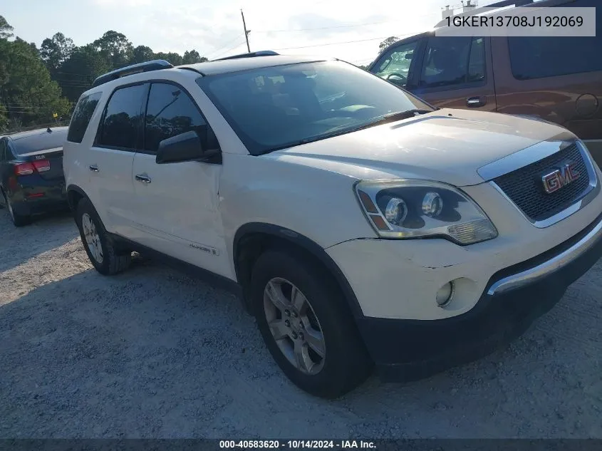 2008 GMC Acadia Sle-1 VIN: 1GKER13708J192069 Lot: 40583620