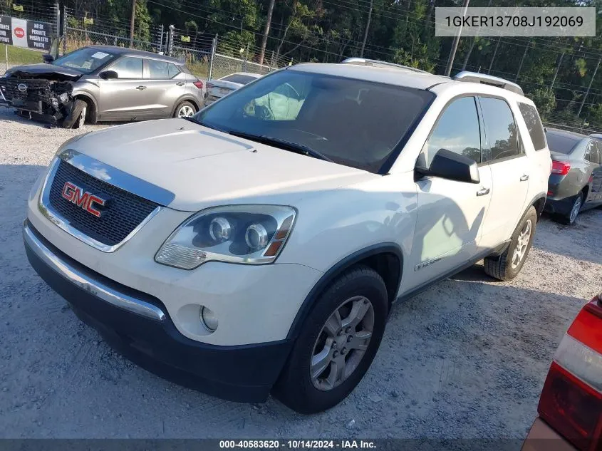 2008 GMC Acadia Sle-1 VIN: 1GKER13708J192069 Lot: 40583620